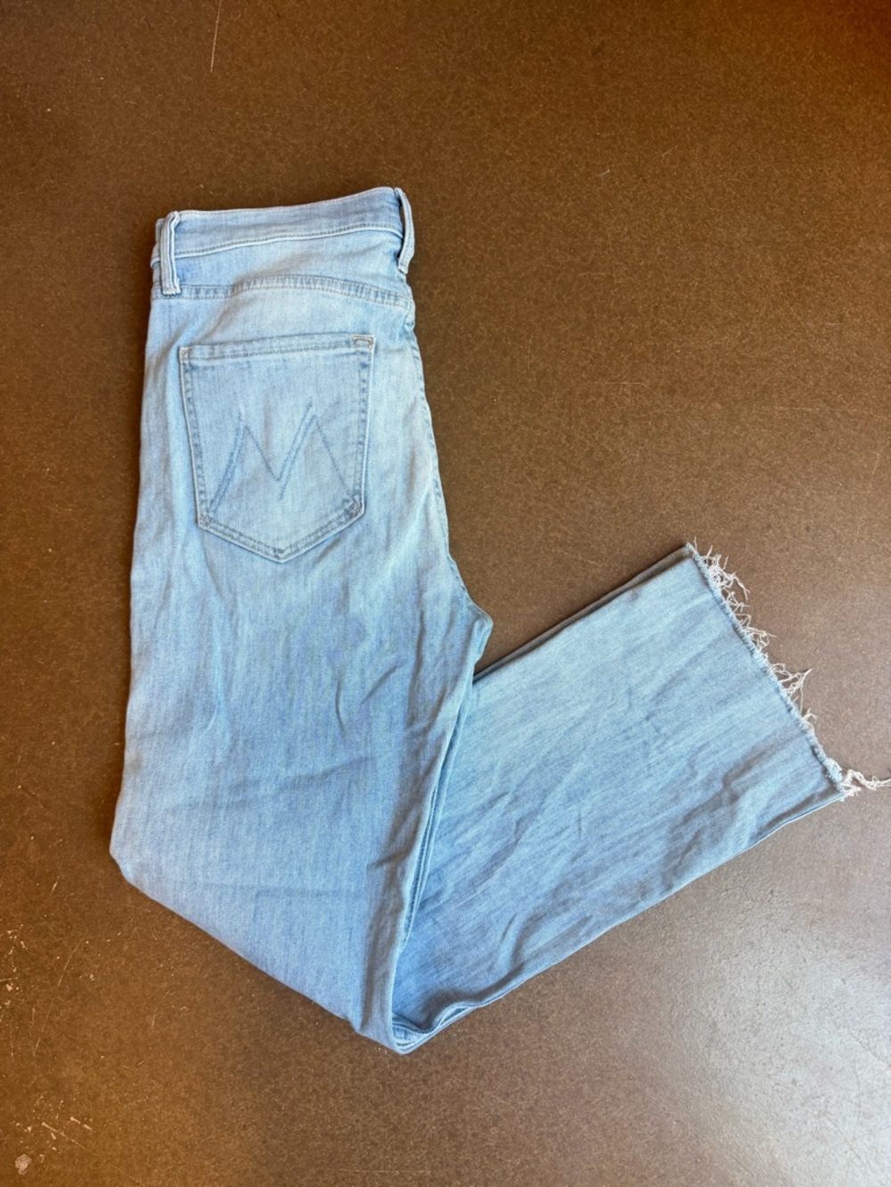 MOTHER Light Wash Ankle Jeans with Raw Frayed Hem
